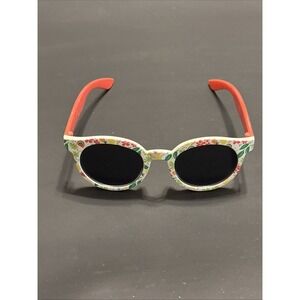 Kids Floral Print Sunglasses White Red Black Lenses UV Fashion Eyewear
